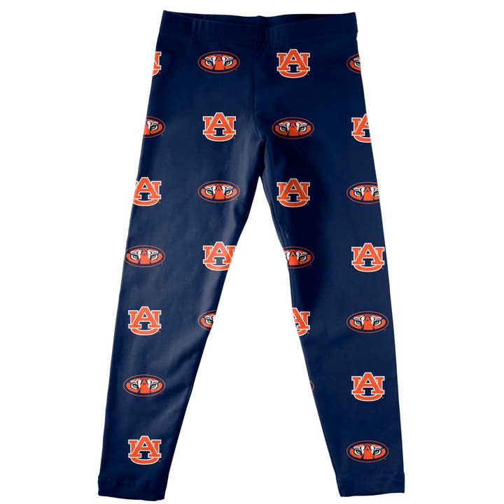 Auburn Tigers Girls All Over Logo Blue Leggings Tights for wholesale by Vive La Fete