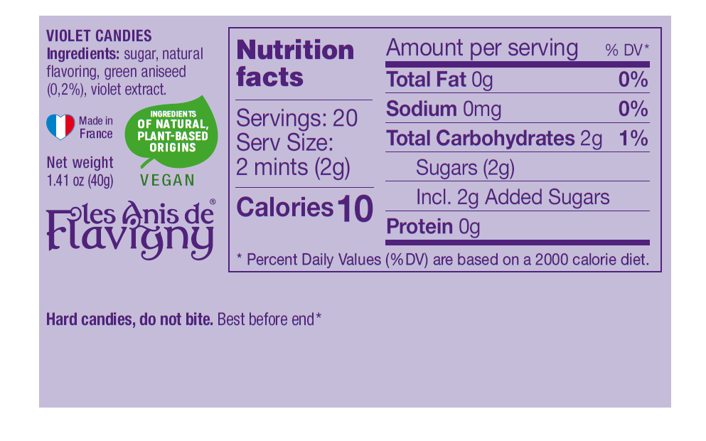 SWISS IMPORTS - Wholesale Hard Candy - Les Anis de Flavigny Violet Mint 40g2