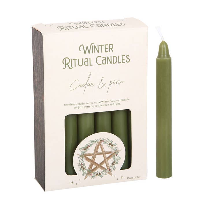 Something Different Wholesale - Wholesale Tapered Candle/Candlestick - Cedar & Pine Winter Ritual Magic Spell Candles