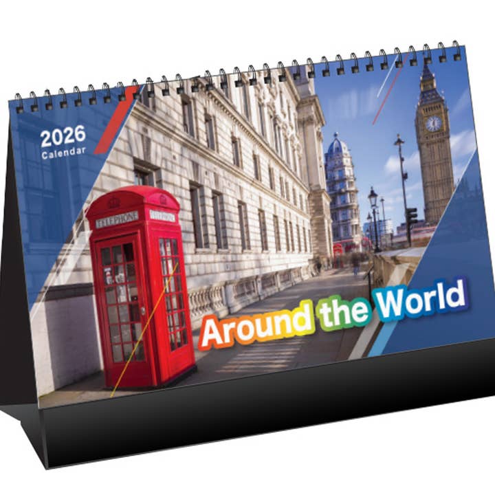 2026 Desk Calendar & Monthly Planner, Around the World, D-01 for wholesale by BEBELUNA