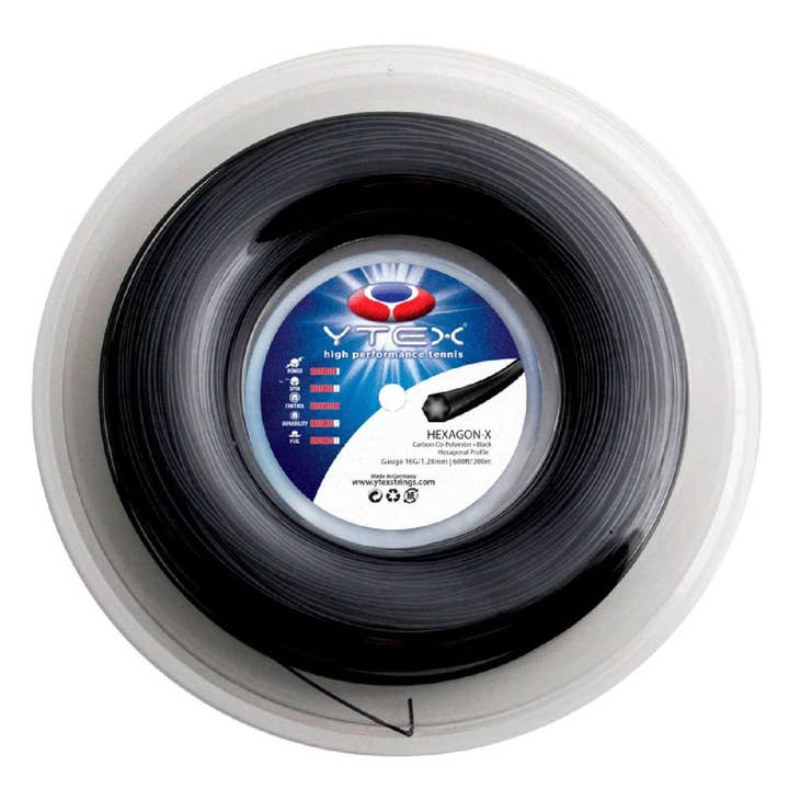 Hexagon-X Black, 200m 16g Tennis Strings - Co Polyester for wholesale by YTEX