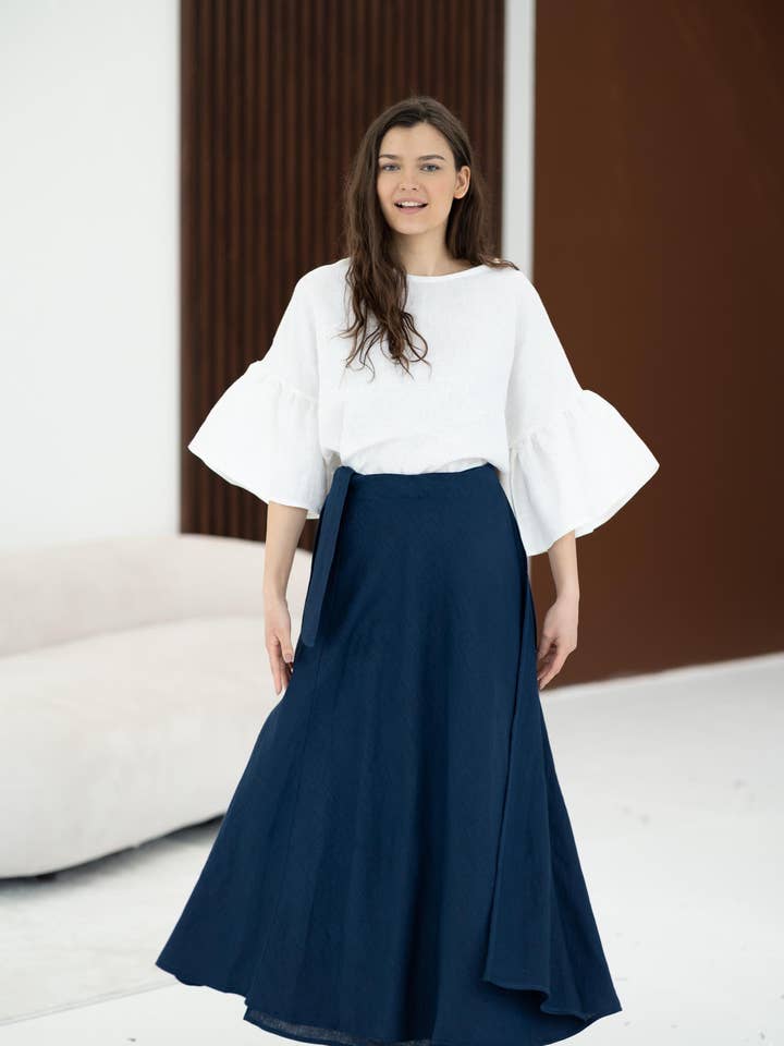 White Linen Blouse: Butterfly Sleeves for wholesale by GAUJA GAUJA