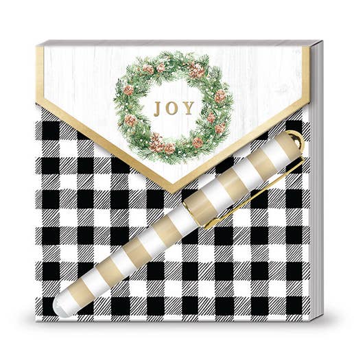 Matchbook Pad With Pen Winter Plaid Wreath for wholesale by Lady Jayne