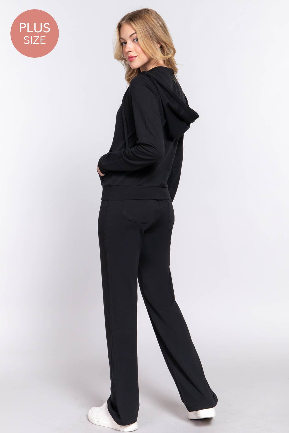 Active Basic | Active USA - Wholesale Lounge Set - Women's - [PLUS SIZE] Long Slv Hoodie Jacket & Pants Sweatsuit Set  25