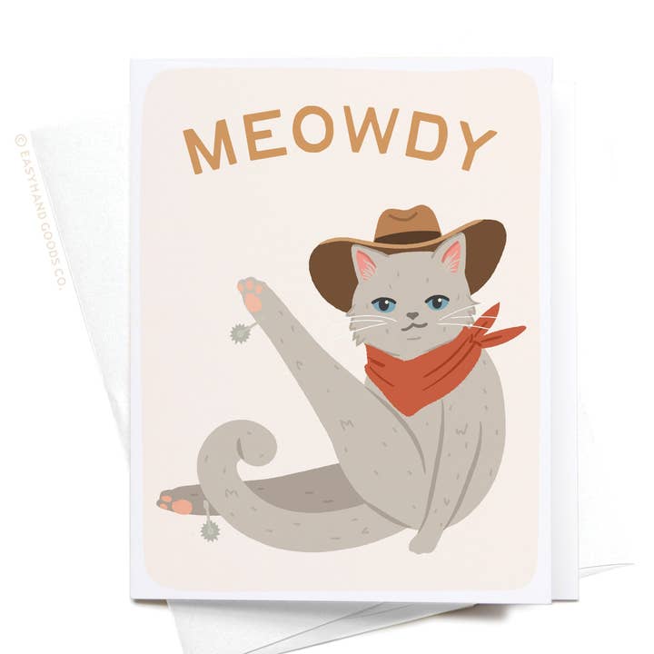 Carte de vœux Meowdy pour la vente par Easyhand Goods – formerly Onderkast