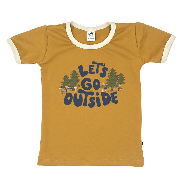 Camiseta justa para bebês/crianças/jovens de bambu/algodão 'Let's Go Outside' | Girassol por atacado de Little & Lively