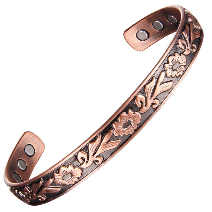 P 22 Copper Floral Bracelet for arthritis for wholesale by COPPER ARTS INC.
