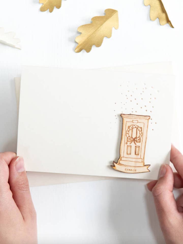 Tarjeta de Navidad personalizada con guirnalda de nieve para venta al por mayor de CloudsandCurrents