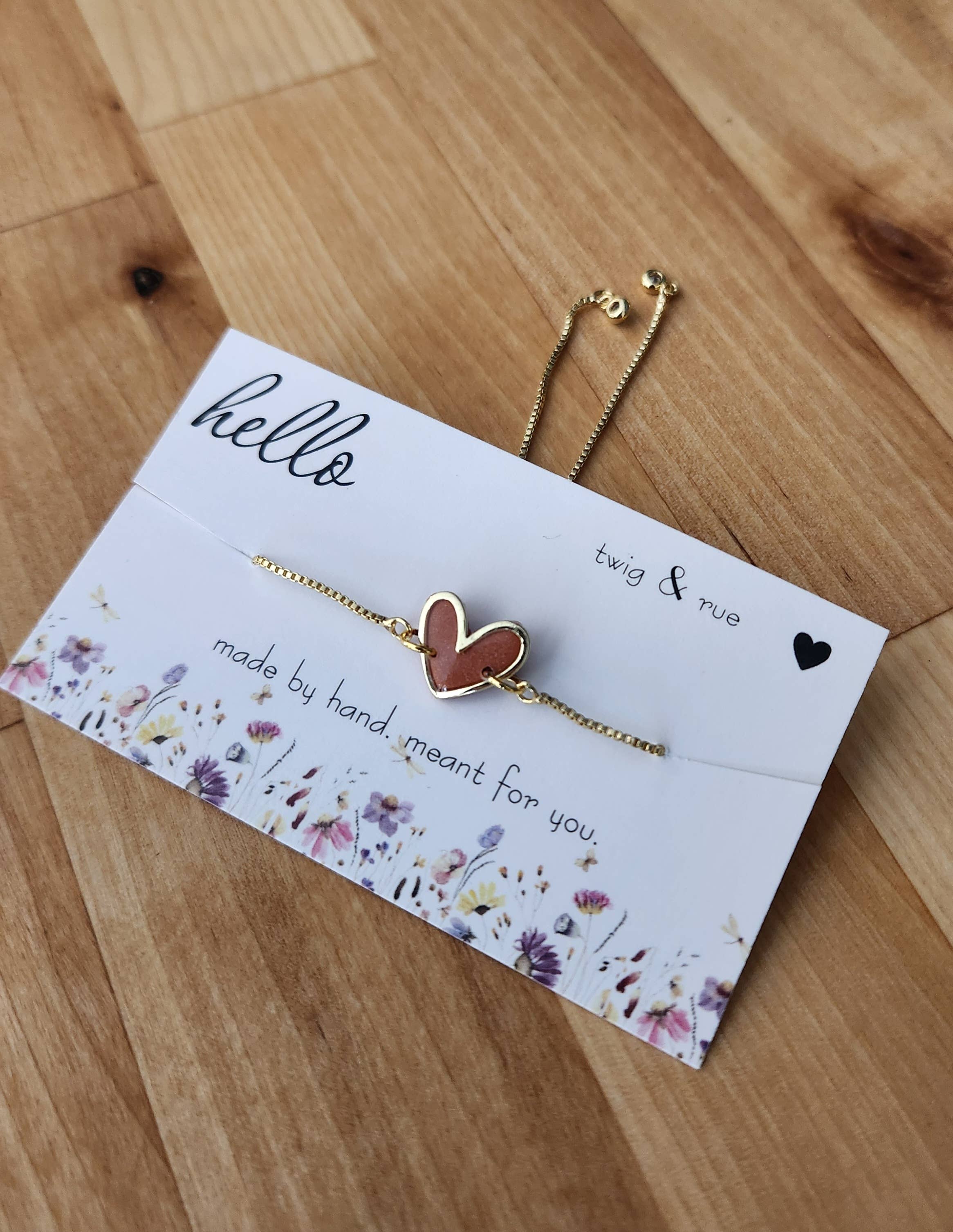 Twig & Rue boutique - Wholesale Charm/Dangle Bracelet - Gold Heart Slider Bracelet- 18k gold plated7