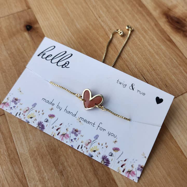 Twig & Rue boutique - Wholesale Charm/Dangle Bracelet - Gold Heart Slider Bracelet- 18k gold plated7