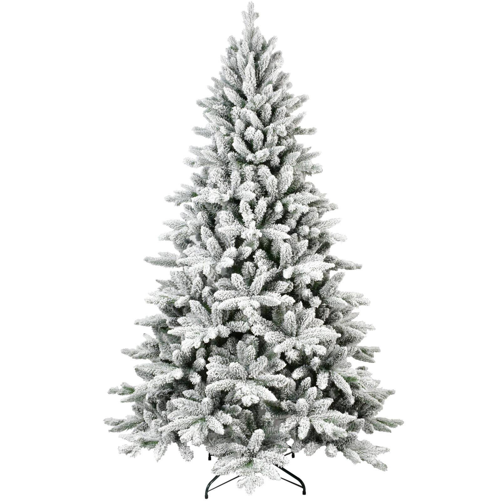 HomeRoots - Wholesale Artificial Christmas Tree - 5' Green And White Full Flocked Spruce Christmas Tree0