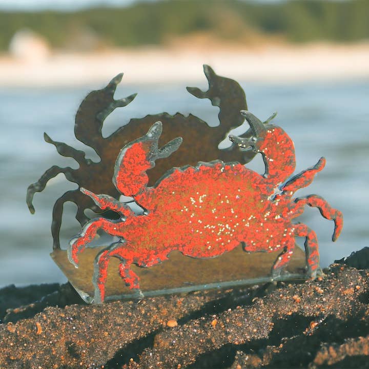 Juego de escritorio con tarjetero Crab, rústico, de metal náutico, EE. UU. para venta al por mayor de Whimsies