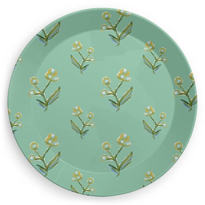 Citron Honeysuckle Melamine Plate Set for wholesale by Erin Donahue Tice