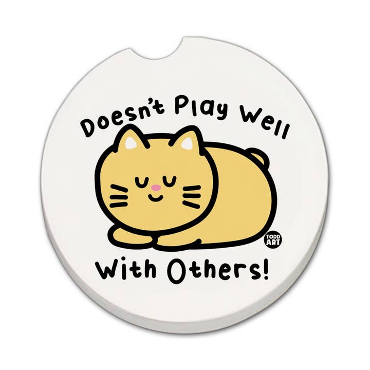 Coaster Stone Car « Doesn't Play Well », en vrac, sans emballage pour la vente par CounterArt/Highland Home/Thirstystone