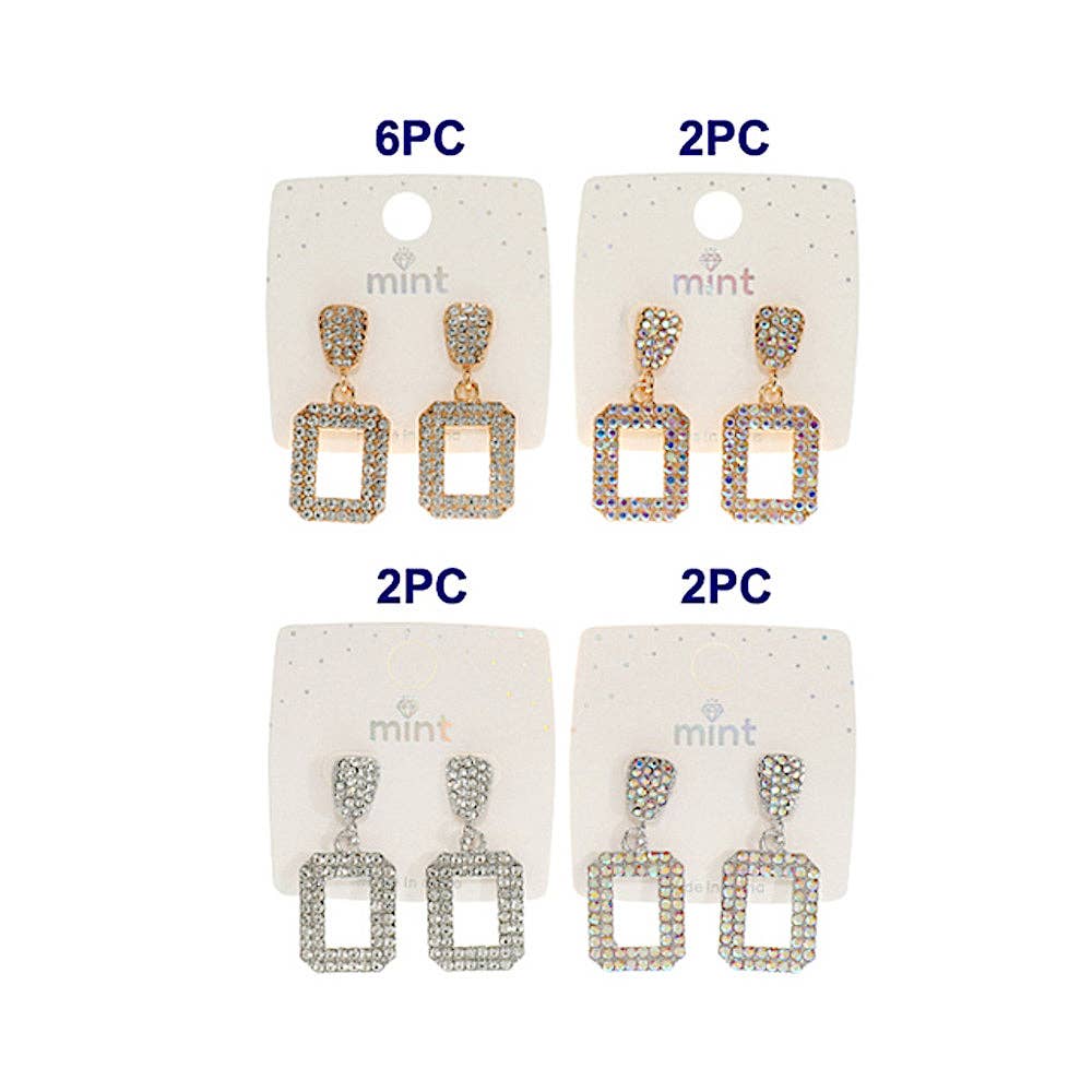 Atlas Fashion - Wholesale Dangle Earrings - Rhinestone Rectangle Earring1