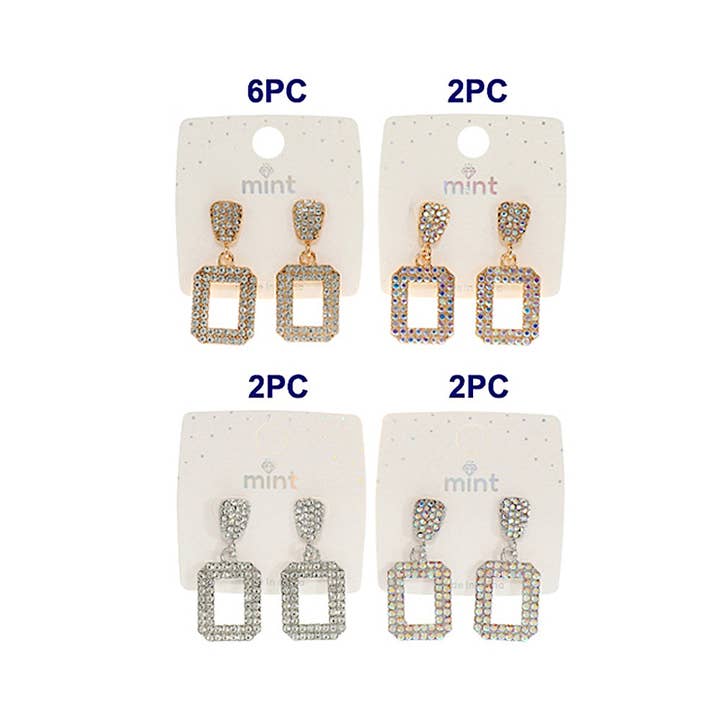 Atlas Fashion - Wholesale Dangle Earrings - Rhinestone Rectangle Earring1