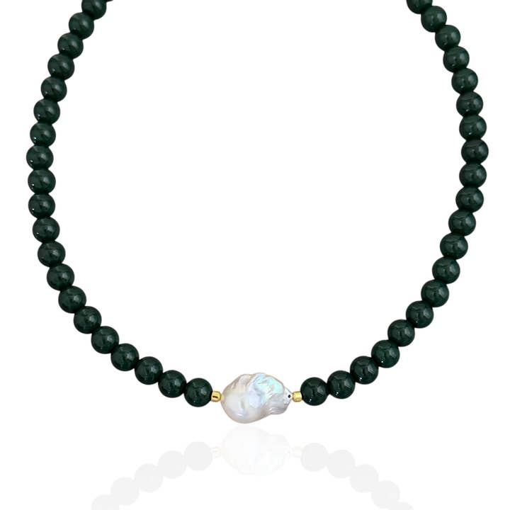 Barok Perle Mørkegrøn Perlehalskæde for engroshandel hos Georgina Nicol