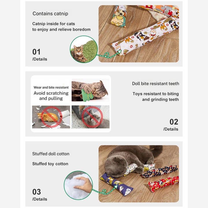 PAWPAWwholesale - Wholesale Pet Toy - Cat - Catnip Pillow Toy – Cat Kicker Chew & Scratch Toy_CWMM680112