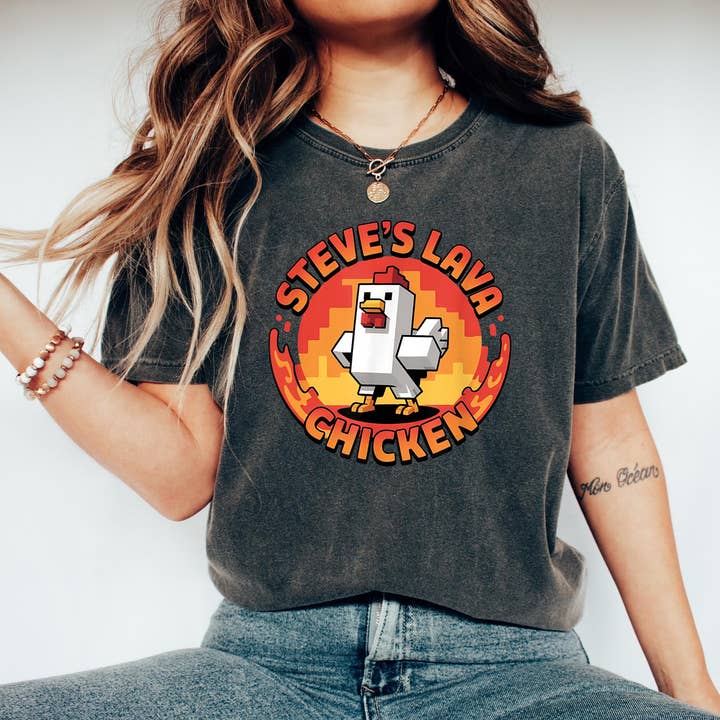 Steve's Lava Chicken Minecraft Movie Graphic Tee for wholesale by TheKingShirt