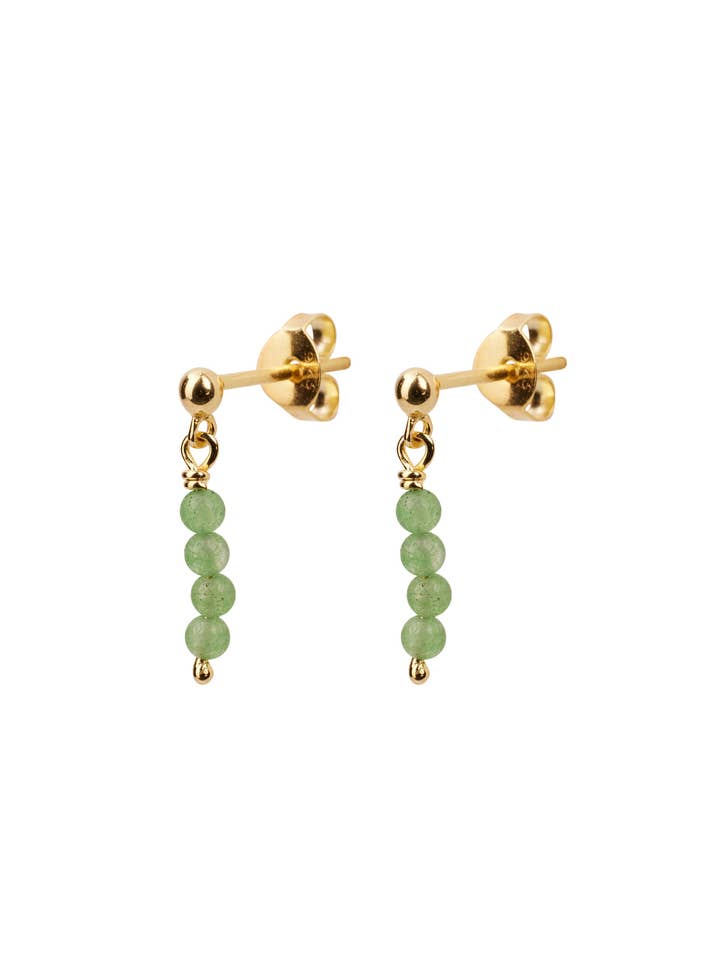 Earrings - Green aventurine - Gold plated for wholesale by XZOTA