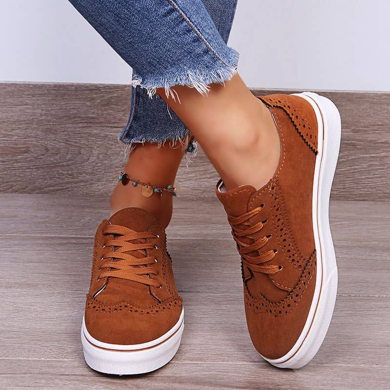 Beyond Apparel - Wholesale Lifestyle Sneakers - Women's - Suede Lace-Up Flat Sneakers0