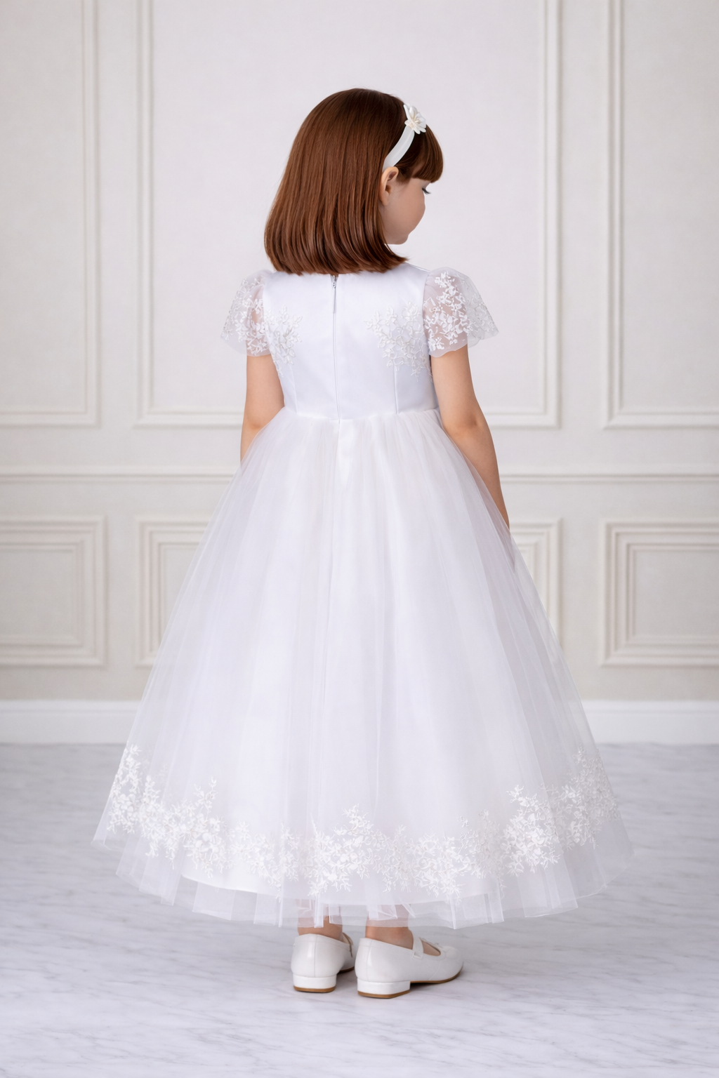 Bajabella – wholesale Klänning - Baby – Dopklänning vit, Blomsterflicka klänning, Dop1