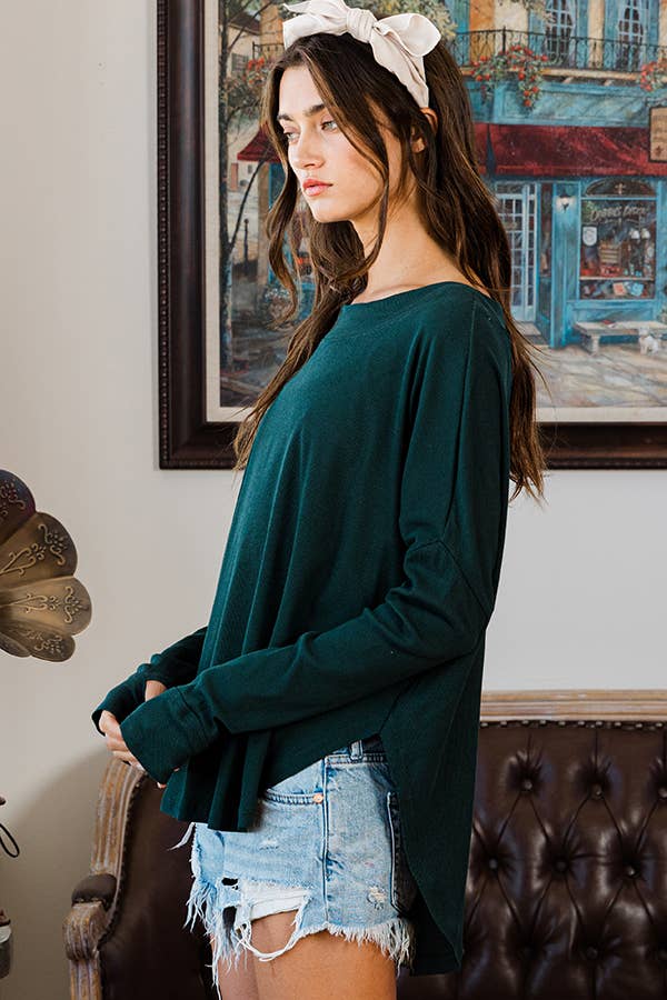 BUCKETLIST INC - Vente Haut en maille – femme - Haut surdimensionné en tricot uni côtelé à dos ouvert T206138