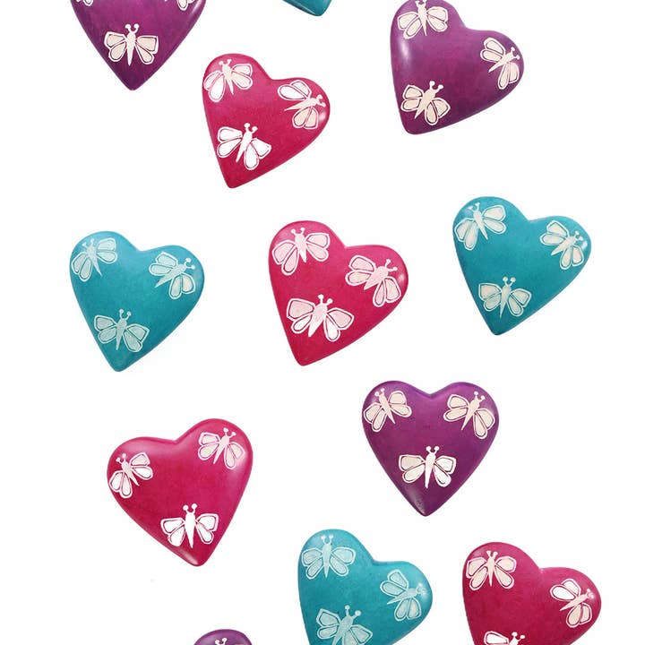 Swahili | AFRICAN MODERN - Wholesale Keepsake Coin/Token - Dozen Butterfly Soapstone Heart Keepsakes