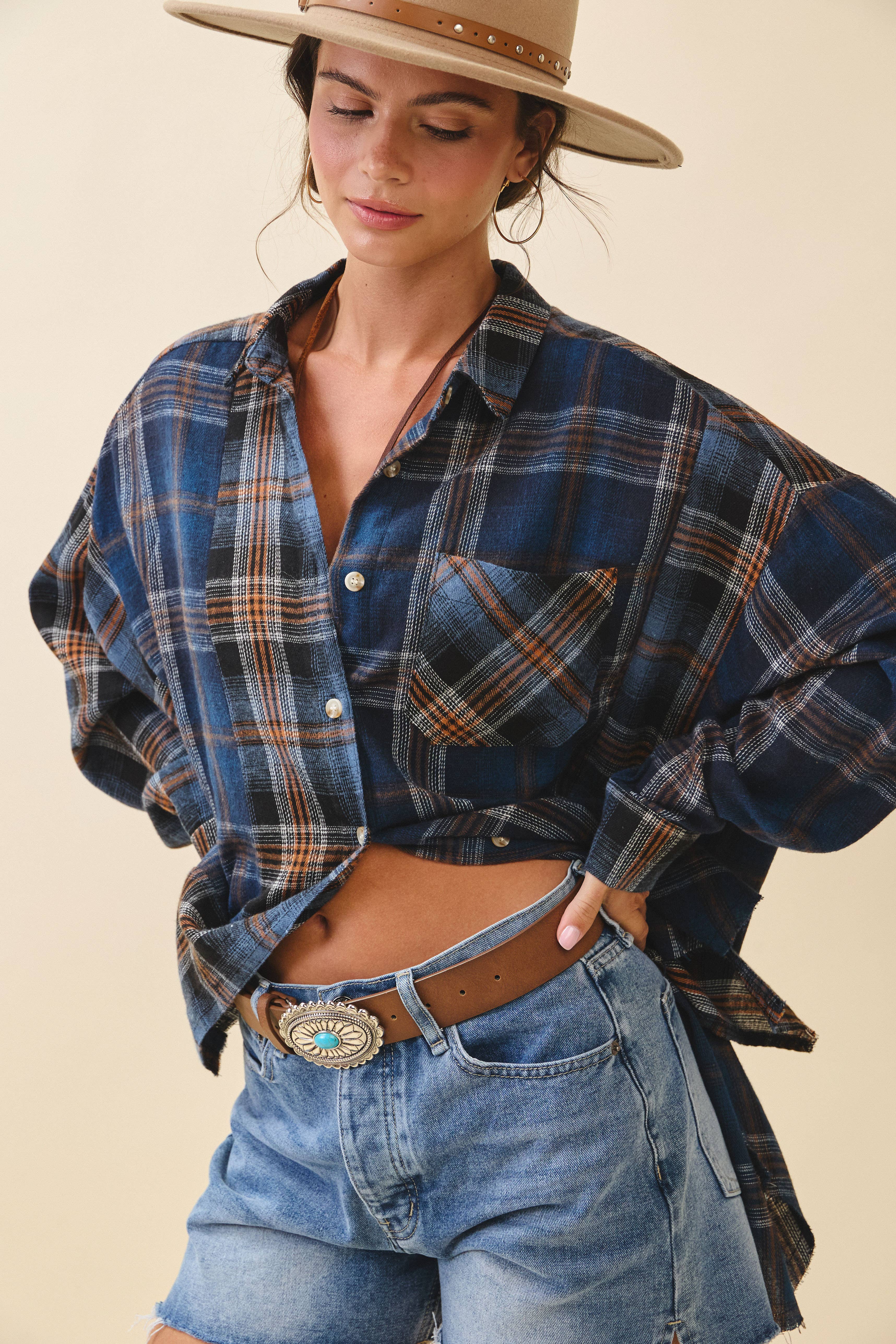 AEMI + CO - Wholesale Button Down Shirt - Women's - 8376EN Kambrie Plaid Flannel Shirt18