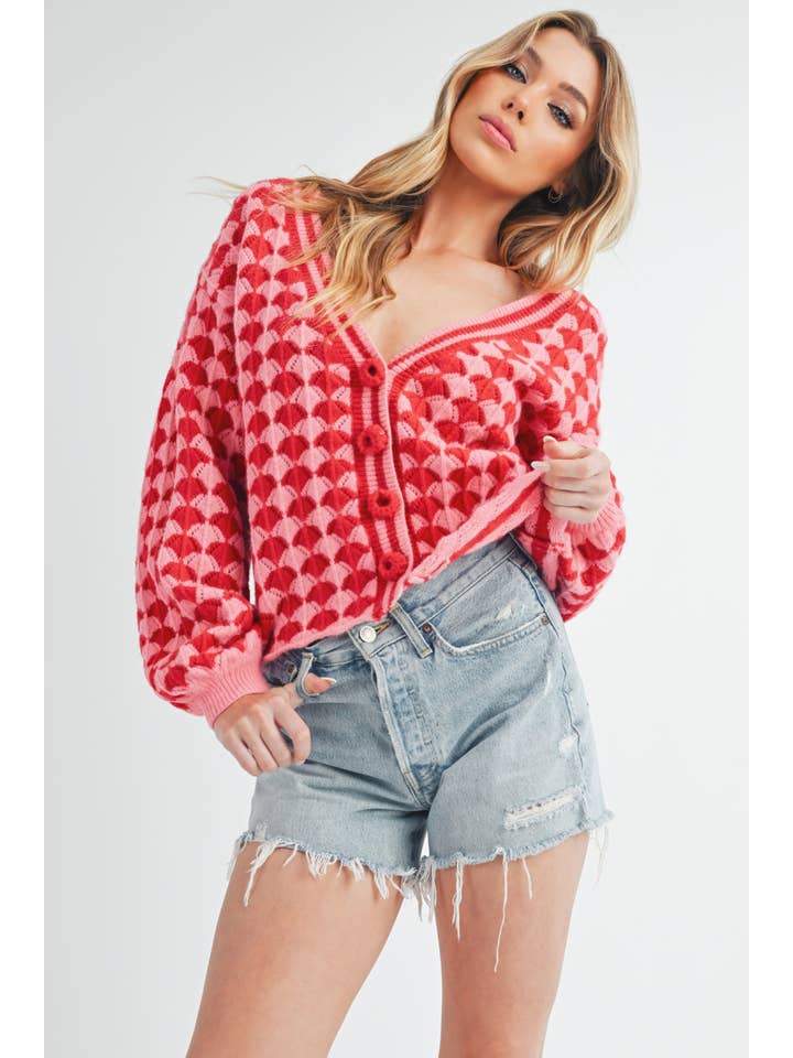 Pink Red 3210EK Fantasia Cardigan 1 for wholesale on Faire5