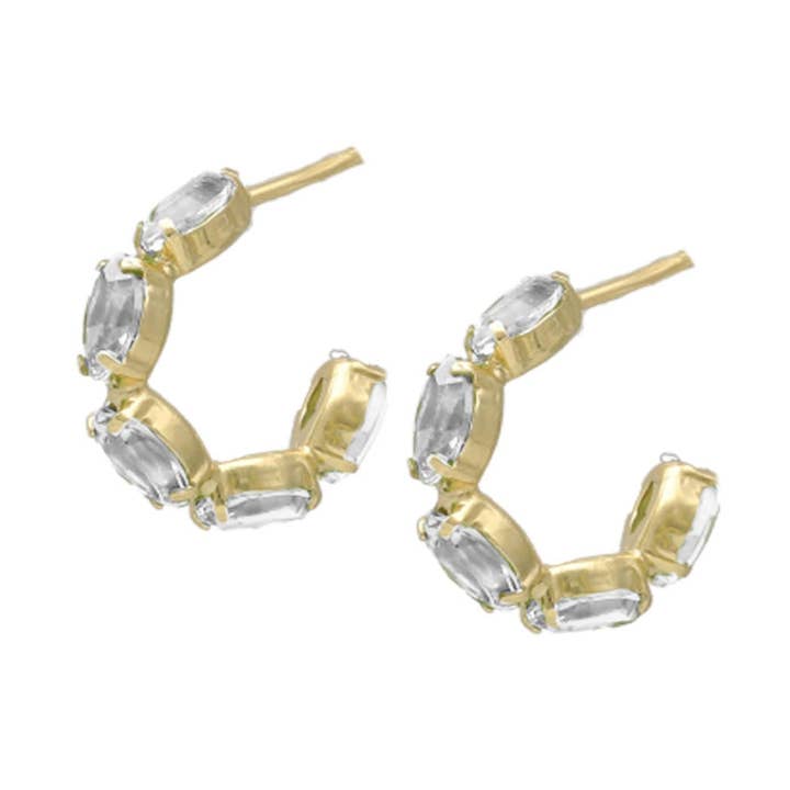 Orecchini a cerchio Arisa cristallo 14mm in Argento placcato Oro per la vendita all'ingrosso da parte di Victoria Cruz