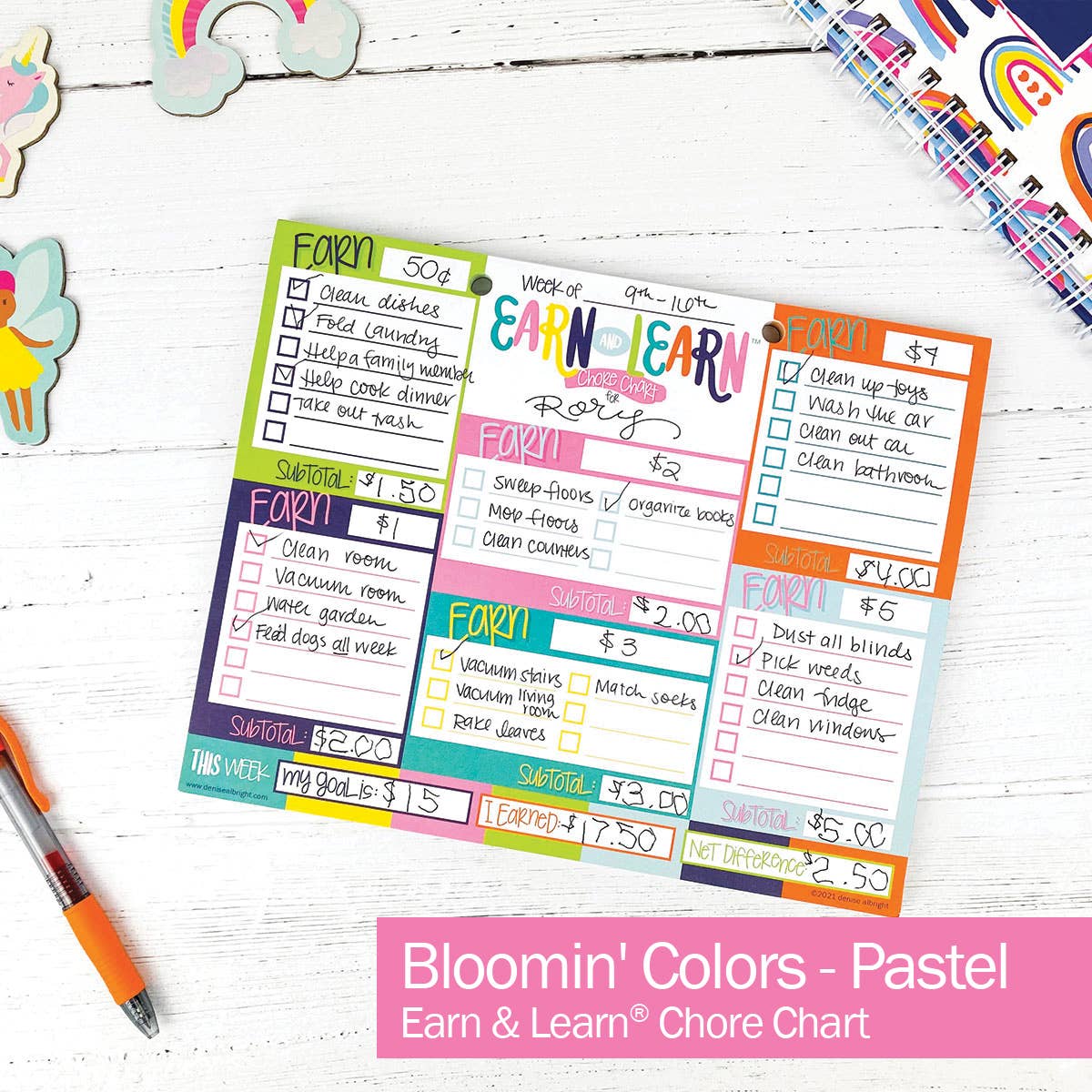 Denise Albright® - Wholesale Planner - Earn & Learn® Kids Chore Chart | Open Stock0