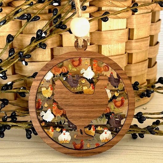 SHY Designs, LLC - Wholesale Ornament - Chicken Christmas Ornament - Farm Theme Tree Ornament
