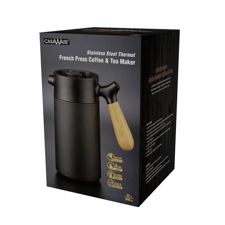 CasaWare - Wholesale French press - SS 32 oz Vacuum Insulated French Press3