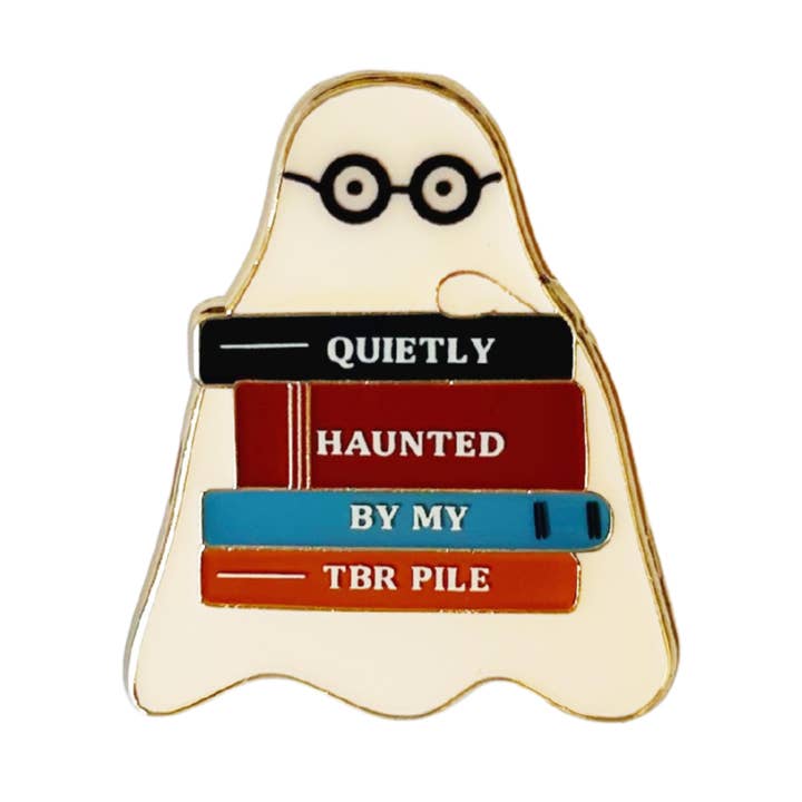 Ghost Enamel Pin, Bookish Ghost, TBR List, Spooky Season Pin for wholesale by The Storyline Styles