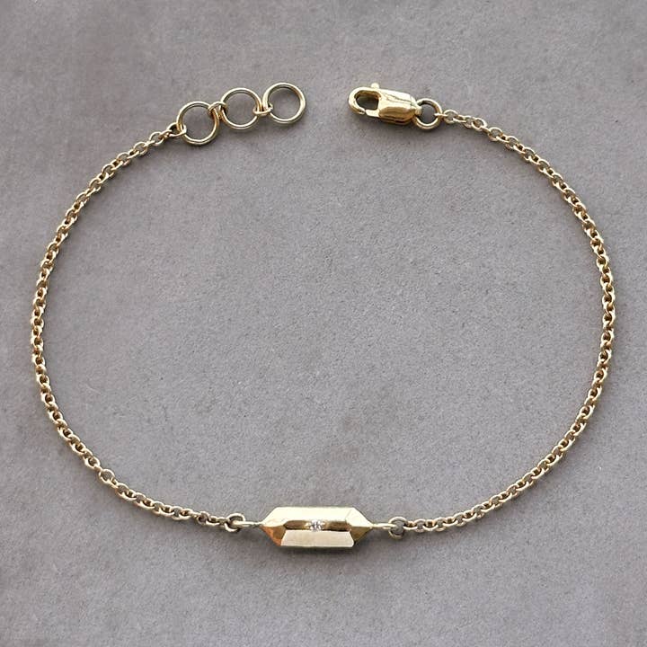 Corey Egan - Wholesale Link & Chain Bracelet - Fragment Chain Bracelet with Diamond in Gold