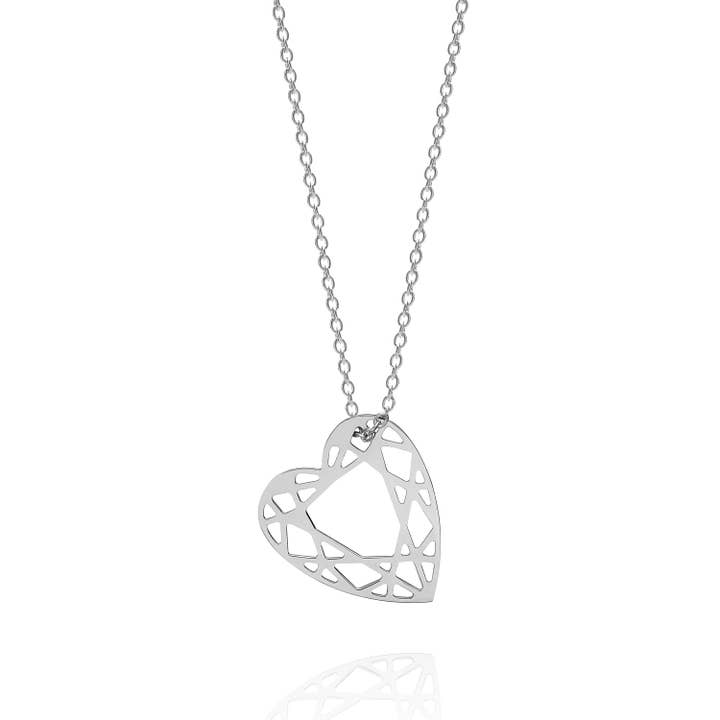 Heart Diamond Necklace - Silver / Small for wholesale by Myia Bonner
