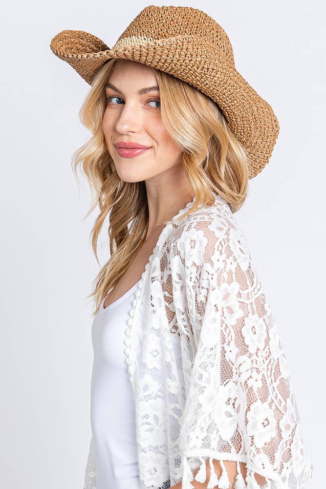 Hana - Wholesale Cowboyhoed - Dames - Two Ways Shapes tweekleurige cowboyhoed van stro7