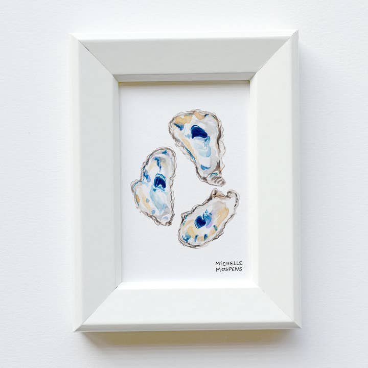 Watercolor Oysters Framed Mini Print by Michelle Mospens for wholesale by Michelle Mospens