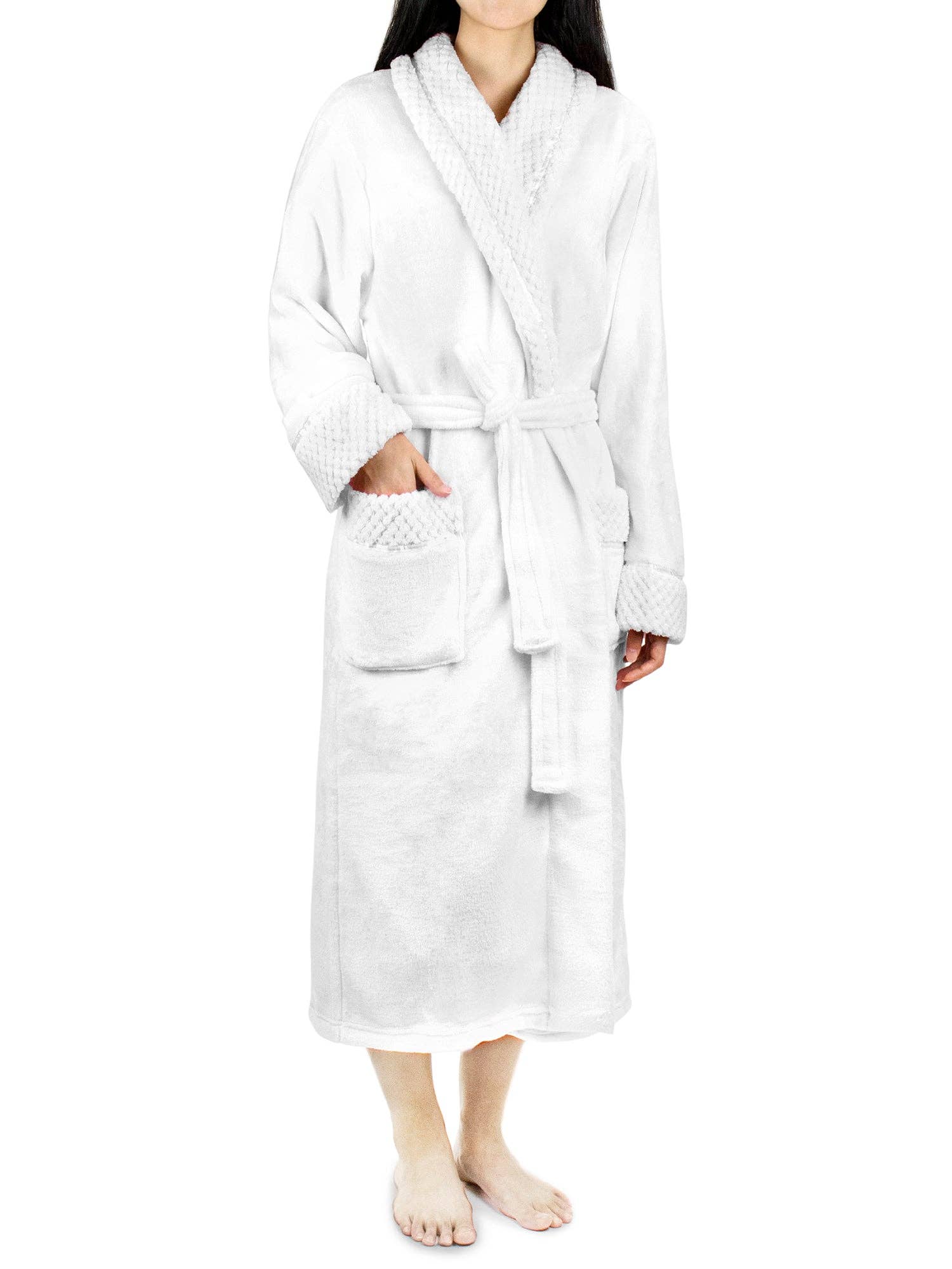 Pavilia - Wholesale Badjas - Dames - Damesbadjas van fleece met satijnen en wafelkanten32