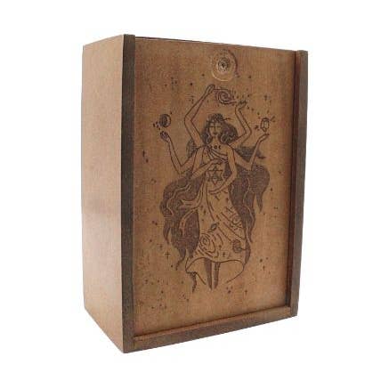 Wooden Box Goddess Sliding Lid for wholesale by Green Tree
