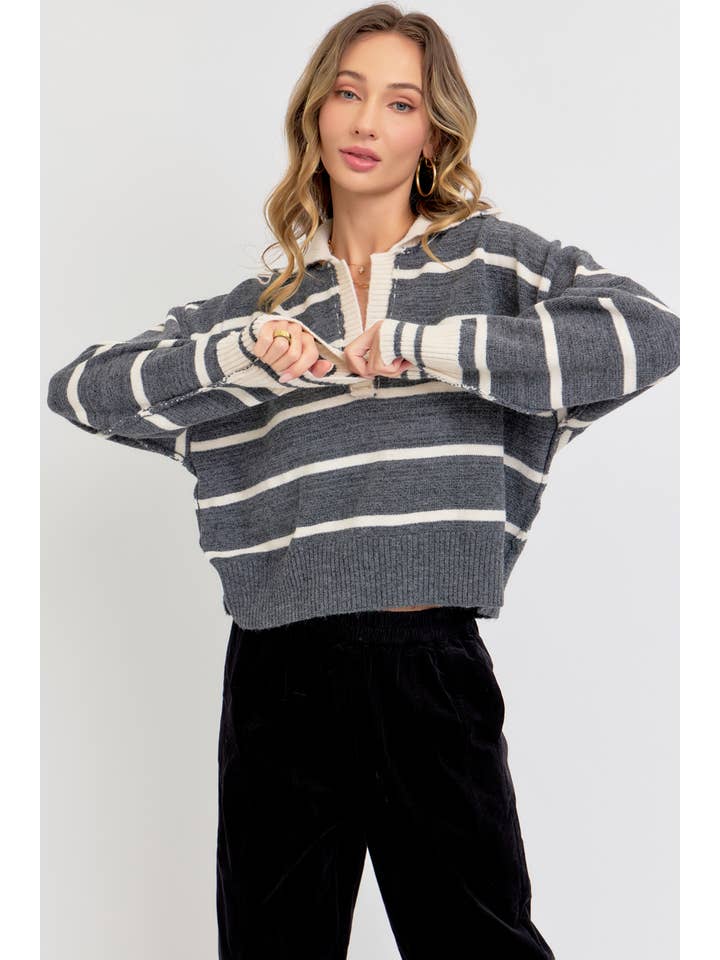 Sweet Lovely by Jen - Wholesale Knit Sweater - Women's - STRIPED EVERYDAY KNIT SWEATER9