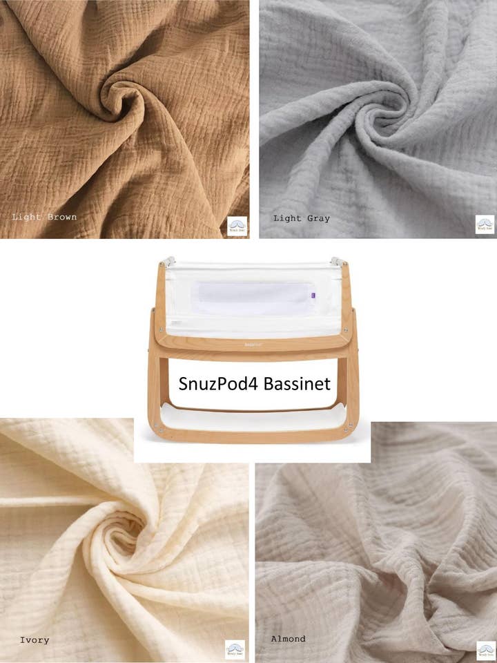 SnuzPod 4 Bassinet Cradle Custom Made Fitted Sheet - Organic Cotton Gauze for wholesale by Wendy Anne