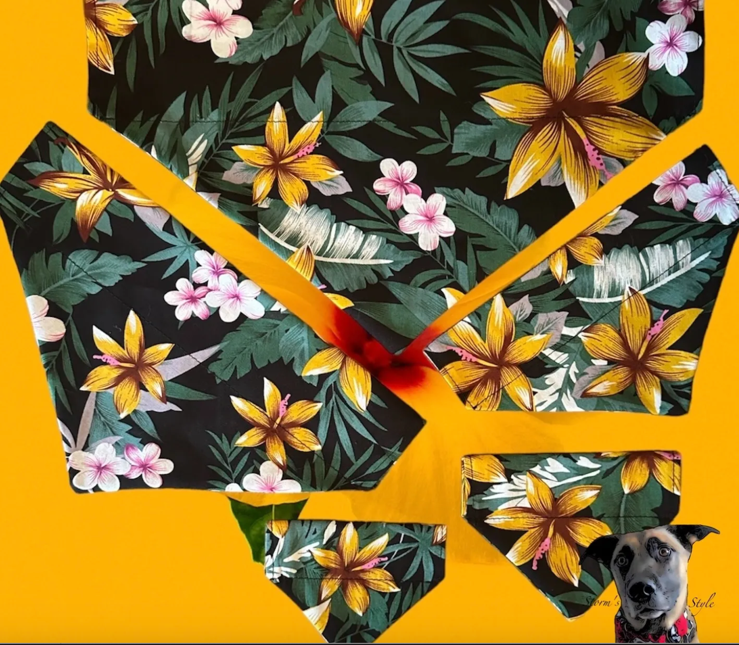 Storms Style - Wholesale Pet Bandana - Dog - Floral Tahiti Pet Bandanas - Dog Cat2