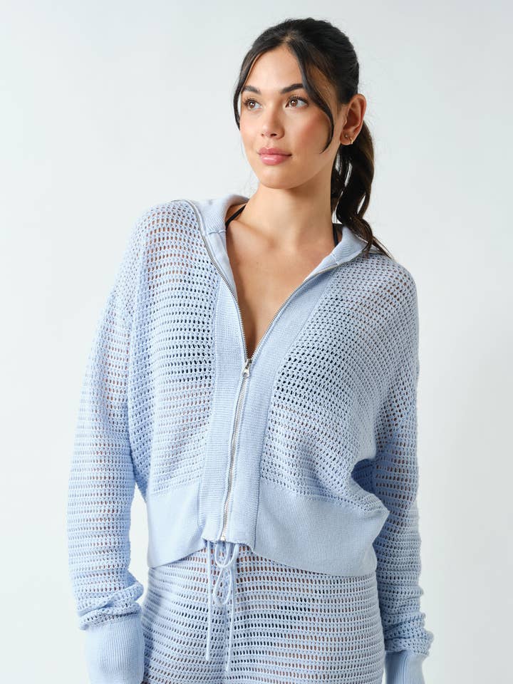Coastal Crochet Air Mesh Zip-Up for wholesale by Mono B