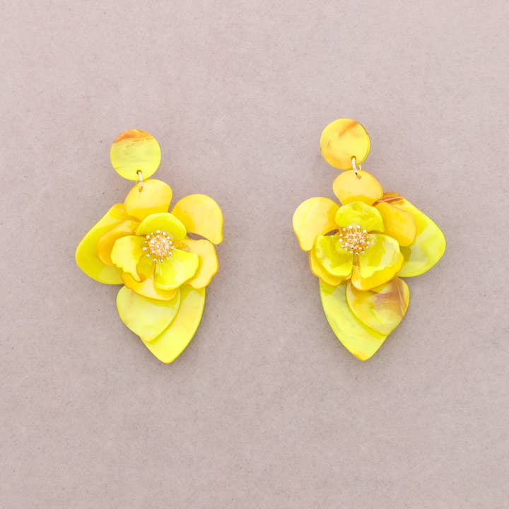 Sonata - Vendita all'ingrosso Gioielli a scatto - Orecchini pendenti in resina a forma di fiore6