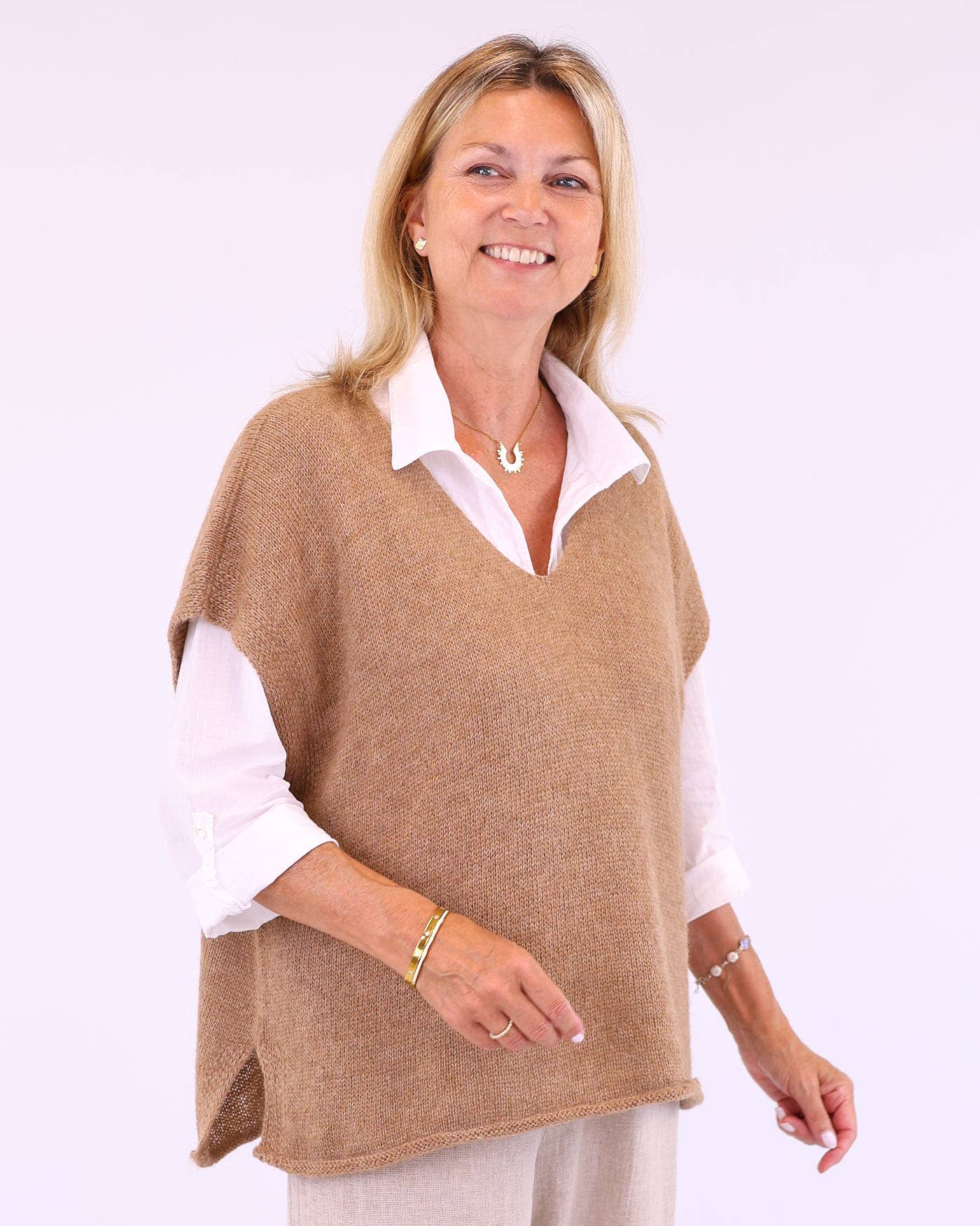 Cadenza Italy Ltd – Großhandel Strickpullover – Damen – Alpaka-Mischung V-Ausschnitt Tunika12