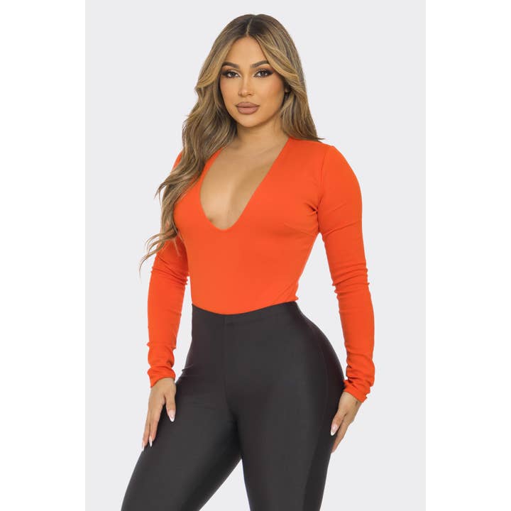 Body Ponti à col en V J7467 pour la vente par Uptown Apparel