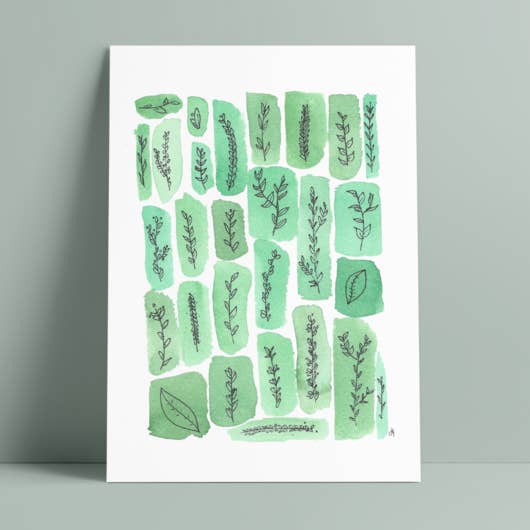 Tarjeta de 5 x 7 tonos de hojas verdes para venta al por mayor de Jen Gerena Design