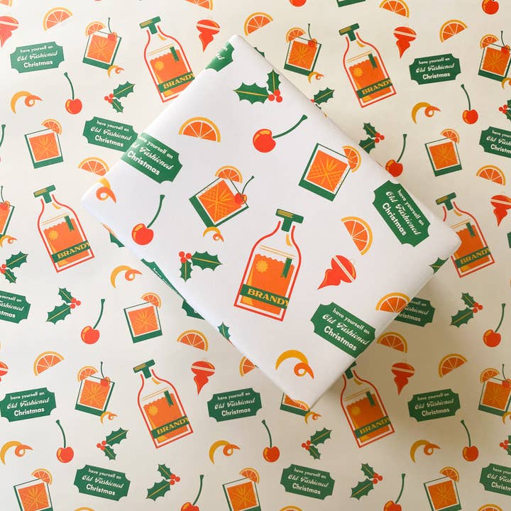 Bottlebrush Graphics - Wholesale Flat Wrap - NEW Old Fashioned Christmas holiday wrapping paper sheets!
